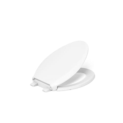 KOHLER 4636-RL-0 Cachet ReadyLatch Elongated Slow Close Toilet Seat, Soft Close Toilet Seat Quiet Lid, Contoured Grip-Tight Bumpers Installation Hardware, Apartment Essentials, White