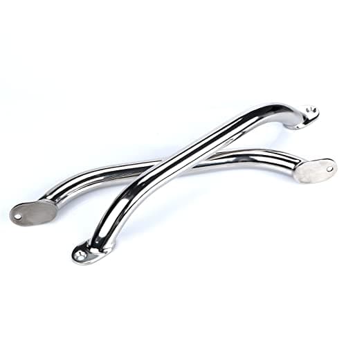 2PCS Boat Handrail Grab Handle Polished Stainless Steel Round Tube - 12" Long Marine Grab Handle