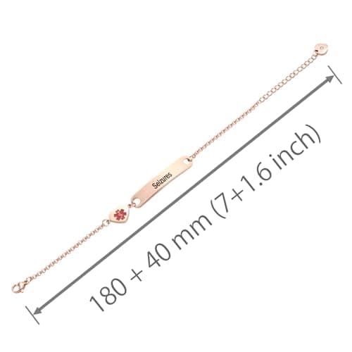 NARTGO Rose Gold Heart Medical Alert Blood Thinner Bracelet for Women Emergency First Aid Health Alert Engraved Stainless Steel Adjustable Chain Bracelets