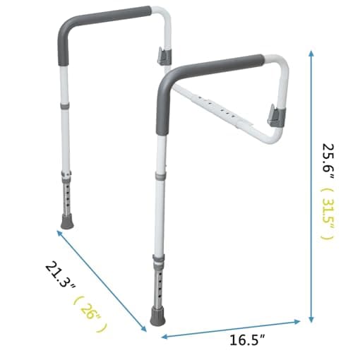 WeHwupe Toilet Safety Rails for Elderly Adults - Adjustable Bathroom Toilet Safety Frame with Handles - Stand Alone Toilet Grab Bar for Senior, Handicap & Disabled,Fits Most Toilets, White, TRX-8002