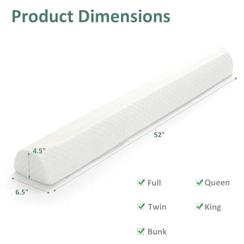 Shinnwa Bed Bumpers for Toddlers & Kids (2-Pack), Memory Foam Bed Rail for Adults, Bed Edge Safety Guard for Queen, King, Full Bed, Non-Slip Bottom, Machine Washable Cover