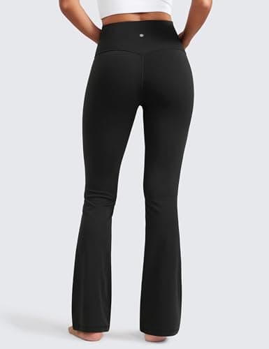 CRZ YOGA Womens Butterluxe High Waist Flare Pants 32 Inches - Yoga Bootcut Wide Leg with Pocket Lounge Black Medium