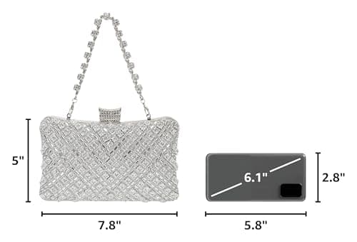 COAIMANEY Women Sparkly Rhinestone Clutch with Chains, Glitter Evening Handbag Purse Shoulder Bag for Wedding Party Prom