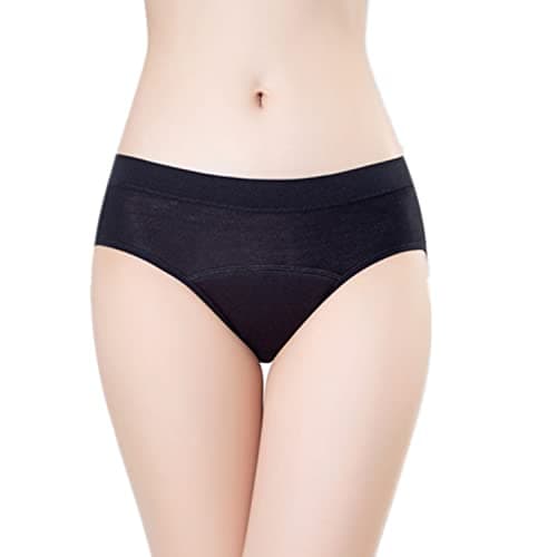 ZVZK Period Panties Heavy Flow Absorbent Women Leak Proof Panty Postpartum Pants Menstrual Underwear Teen (S,Black),