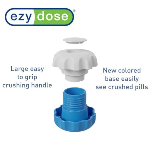 EZY DOSE Pill Crusher and Grinder for Vitamins, Tablets with Storage Compartment, Kids, Pets, Elderly, Effortlessly Crushes Medications into Fine Powder, Easy-to-Use Design, Blue, BPA Free