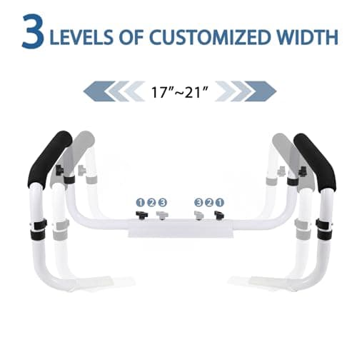 Toilet Safety Rail, Safety Frame for Toilet Seat, Toilet Grab Bar with Adjustable Width for Seniors Supports 350lbs (Black and White)