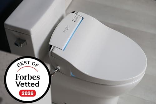 ALPHA BIDET JX2 Elongated Bidet Toilet Seat, White, Endless Warm Water, *NEW* Bowl Mist, LED Light, Quiet Operation, Wireless Remote, Stainless Steel Nozzle, Sittable Lid, 3 Year Warranty
