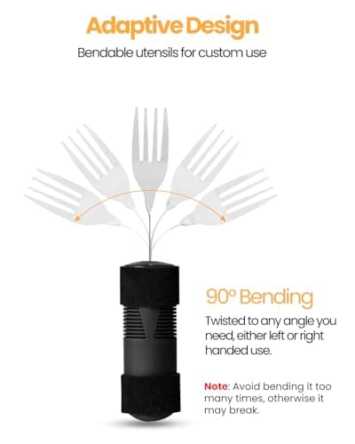 HoEase Bendable Adaptive Utensils for Elderly, Disabled People, Parkinson’s, Arthritis, Hand Tremors, Weak Hand Grip & Handicapped, Arthritic Hands-Non Slip Handles