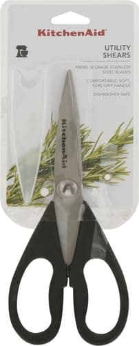 KitchenAid All Purpose Kitchen Shears with Protective Sheath Durable Stainless Steel Scissors, Dishwasher Safe, Soft Grip Comfort Handle, 8.72 Inch, Black