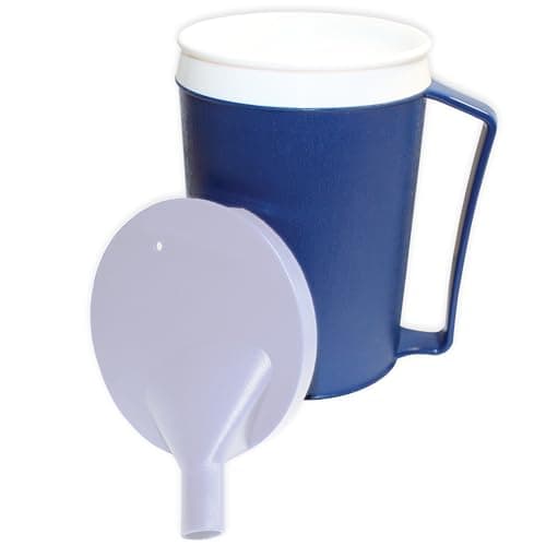 Rehabilitation Advantage Insulated Blue Mug 2-Pack – 12 oz Adaptive Mugs with Easy-Grip Handles, Spill-Resistant Snorkel Lids, Durable Lightweight Plastic for Hot/Cold Drinks & Limited Hand Strength