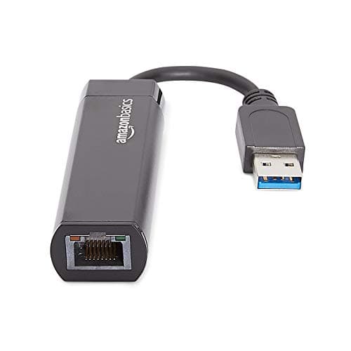 Amazon Basics USB 3.0 to 10/100/1000 Gigabit Ethernet Internet Adapter, Compatible with Windows and macOS, Black