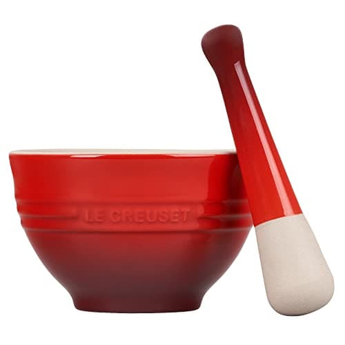 Le Creuset Stoneware Mortar and Pestle Set, 10 oz., Cerise