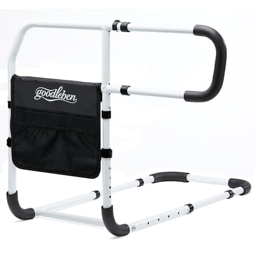 goodleben Bed Rails for Elderly Adults, Adjustable Bed Assist Rails for Seniors with Non-Slip Handle & Storage Pocket, Bed Assist Bar Supports up to 350 Lbs, Fits Twin/Full/Queen/King Beds