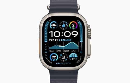 Apple Watch Ultra 2 [GPS + Cellular, 49mm] - Titanium Case with Blue Ocean Band, One Size (Renewed)