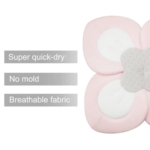 PandaEar Baby Bath Pad for Infant Newborn | Soft Flower Petals for Sink Bathtub Essentials Shower Gift (Pink)