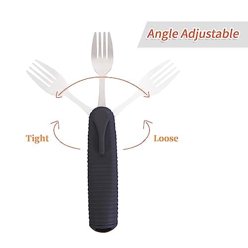 Forzaddik Adaptive Utensils Spoons Forks Set,Open Handle Design Provides Several Positions for Arthritis, Disabled People, Elderly (1 Set)