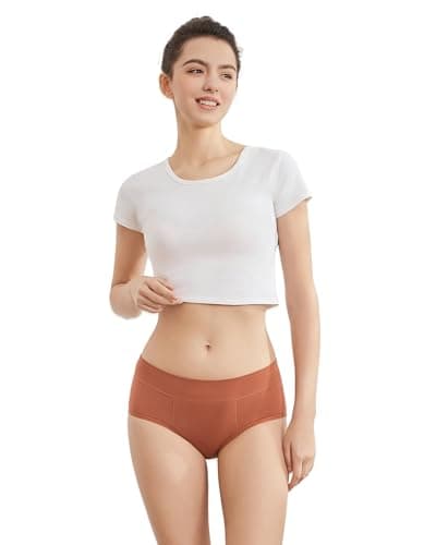 Goat Union Midi Period Underwear for Women Teens, Menstrual Period Panty, Organic Cotton Lining, Full Coverage & Heavy Flow, Pack of 1, Umber, Large Mocha