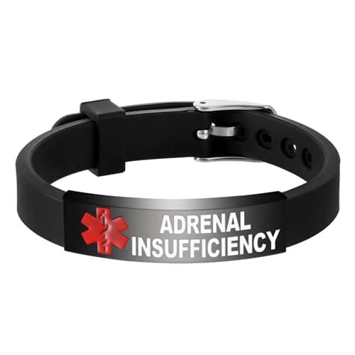 UNICGIFT Medical Alert Bracelet Pre-Engraved ADRENAL INSUFFICIENCY Identification Wristband for Women Adjustable Band Security Clasp Stainless Steel