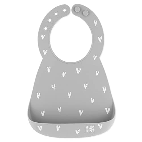 Bumkins Silicone Pocket Bib Review – Gray Hearts for 6-24 Months