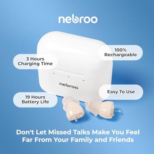 Nebroo PRO Hearing Aids | Comfortable Fit | Hearing Amplifier For Seniors & Adults to Combat Hearing Loss | 16 Hour Battery Life