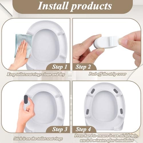 Universal Toilet Seat Bumpers, Suitable for Bidet Kits, 4 Pack Toilet Seat Spacers, Compatible with Most Toilet Models, Equipped with Durable Adhesive