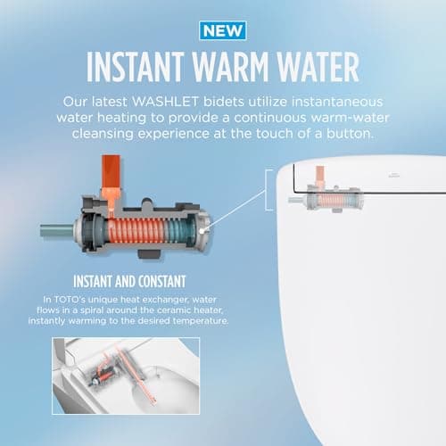 TOTO WASHLET S5 Electronic Bidet Toilet Seat with Instantaneous Water Heating, PREMIST and EWATER+ Wand Cleaning, Elongated, Cotton White - SW3446#01