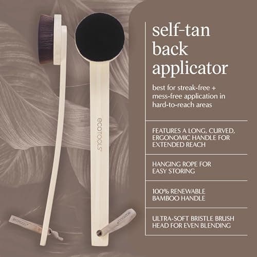 EcoTools Good Tan Self-Tan Back Applicator, Long Handle Back Brush For Controlled Sunless Tanning, Eco Friendly, Vegan & Cruelty Free, 1 Count