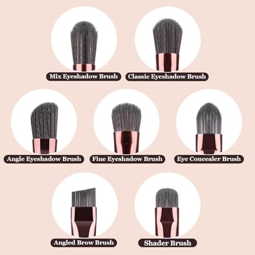 7Pcs Eye Makeup Brushes Set, Eyeshadow Brush, Professional Eye Brush for shadow lip Angled Eyeliner Eyebrows, Soft Hairs and Wood Handle