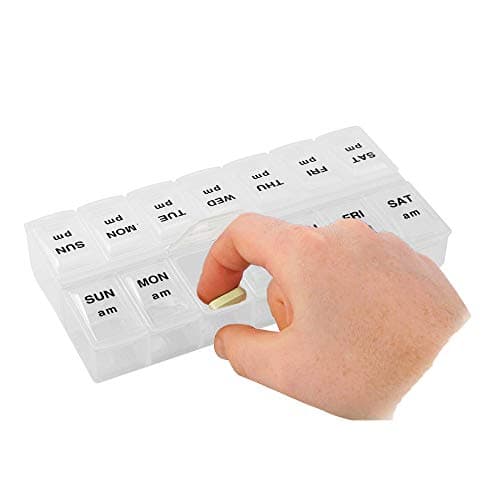 Apex Twice-A-Day Economy Weekly Pill Organizer, Weekly Pill Organizer, 2 Times a Day, Easy-Open, See-Through Lids, Organize Medication or Vitamins by AM, PM or Morning and Bedtime, Clear