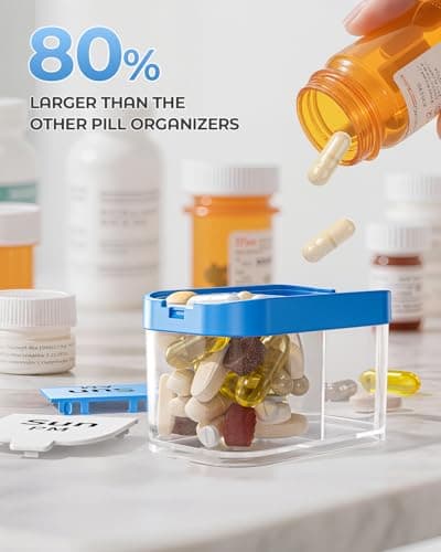 Odaro Extra Large Weekly Pill Organizer, XL Pill Box 7 Day Am Pm, Jumbo Medicine Organizer 2 Times A Day to Hold Daily Medicine Vitamin and Supplements - Rainbow