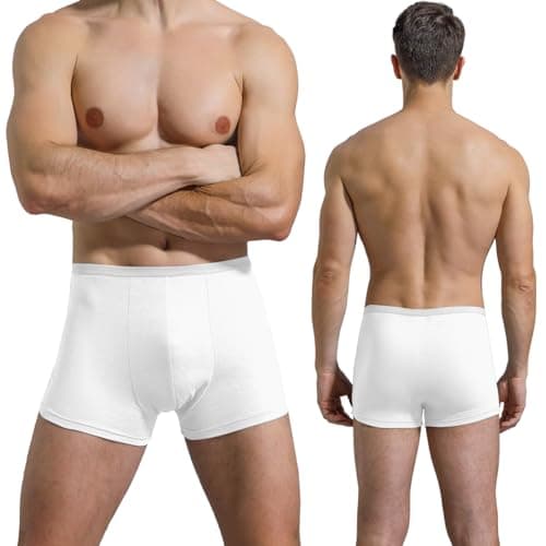 Relaxcare 10 Pack Mens Disposable Underwear, Cotton Portable Boxers Briefs for Travel/Fitness/Emergency/Hospital Stays,(White,L)