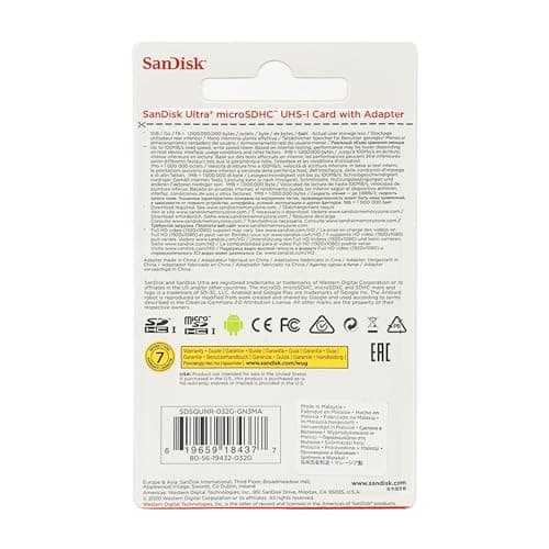 SanDisk Ultra 32GB UHS-I/Class 10 Micro SDHC Memory Card With Adapter - SDSDQUAN-032G-G4A