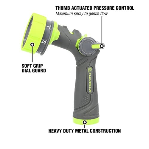 Flexzilla 7-Pattern Adjustable Flow Garden Hose Nozzle Sprayer with Easy to Use Thumb Control, Lightweight & Durable