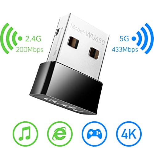 Cudy AC650Mbps USB WiFi Adapter for PC, 5G/2.4G Wireless Dongle, WiFi, USB Wireless Adapter for Laptop - Nano Size, Compatible with Windows XP/7/8/8.1/10/11, MacOS 10.5~10.13, Linux Kernel 4.19~5.x