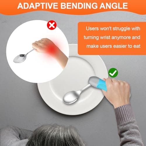 Weighted & Swivel Adaptive Utensils for Hand Tremors,Parkinson‘s - Comfort Grip Silverware Set, Eating Aids for Arthritis, Elderly & Weak Hands (Spoon & Fork)