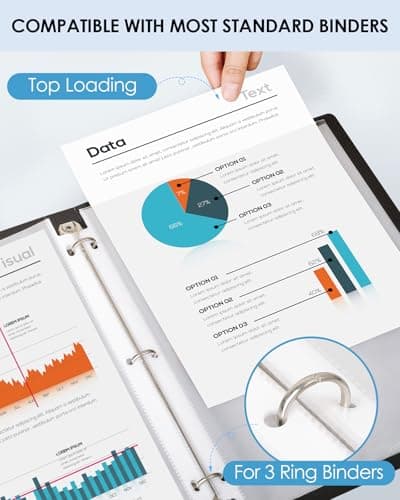 KTRIO Sheet Protectors 8.5 x 11 Inch, Clear Top Loading Page Protectors for 3 Ring Binder, Polypropylene Plastic Sleeves, Letter Size Document Protectors, Office & Home, 50 Pack