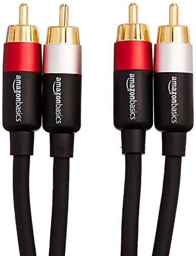 Amazon Basics 2 RCA Stereo Audio Cable for Hi-Fi System, Amplifier, Active Speakers or Subwoofer with Gold-Plated Plugs, Digital Audio Compatible, 4 Feet, Black