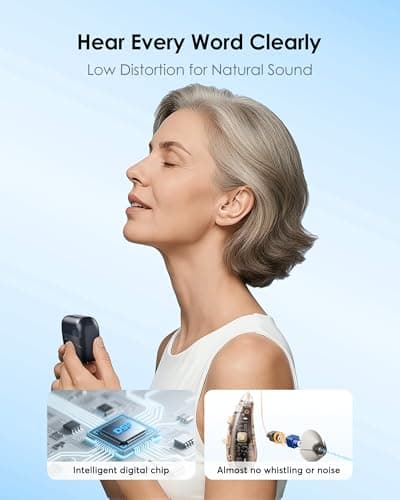 Karthus Hearing Aids, Rechargeable Hearing Aids for Seniors with Hearing Loss, Noise Cancelling & Clear Sound, Comfort & Invisible, 100H Long Battery, 7 Level Volume, One-Button Operation, Jet Black