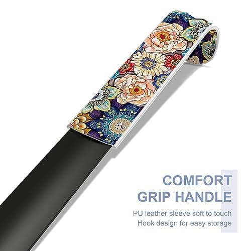 Gukeniu 16.5 Inch Long Handle Shoe Horn for Seniors Men Women Kids, Metal Shoe Horns for Boots, Retro Flower