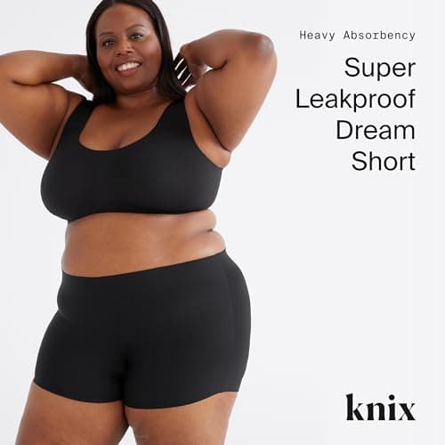 KNIX Super Leakproof Dream Short- Period Underwear for Women, Machine Washable, Reusable - Black, Medium (1 Pack)