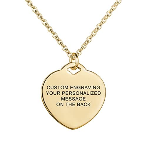 LinnaLove medical alert necklace for women customizable Pearl/Shell Heart Medical ID pendant with 24 in chain(14k gold-turquoise)
