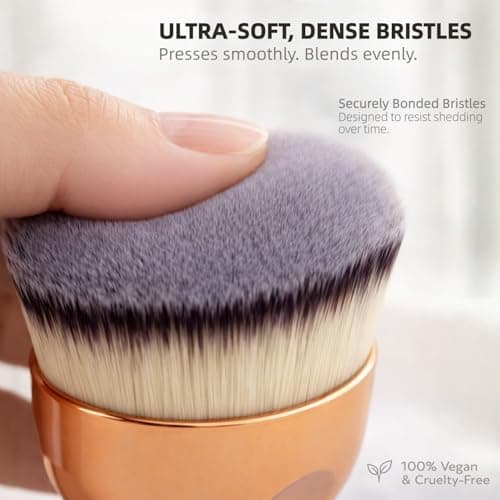 GOERTI Angled Kabuki Brush – High-Density Face & Body Blending Makeup Brush for Liquid Foundation, Bronzing Lotion, Concealer, Powder, Cream, Contouring, Buffing & Streak-Free Self Tanner Applicator