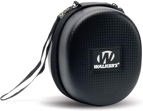Walker's Muff Protective Case | Weather-Resistant Durable Shockproof Dustproof EVA Carbon Finish Hunting Range Shooting Earmuff Carrying Case, Nylon Lanyard
