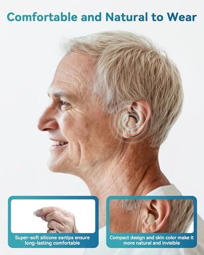 Hearing Aids for Seniors, Rechargeable OTC Hearing Aids with Noise Reduction, Providing Clear Sound Quality and Comfortable Wearing for Adults Hearing Loss, Invisible In-Ear Design (Light White)