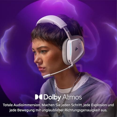 Corsair Void v2 Wireless Gaming Headset with Bluetooth for PC, PS5, PS4, Switch, Mobile – Dolby Atmos, 70 Hr Battery, Dual Wireless, Lightweight, Fast Charging – White