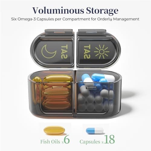 Betife AM PM Pill Organizer 7 Day, Weekly Pill Organizer 2 Times a Day, Daily Pill Box AM PM, Portable Travel Medicine Case, Day and Night Pill Container for Medication, Vitamin or Supplement