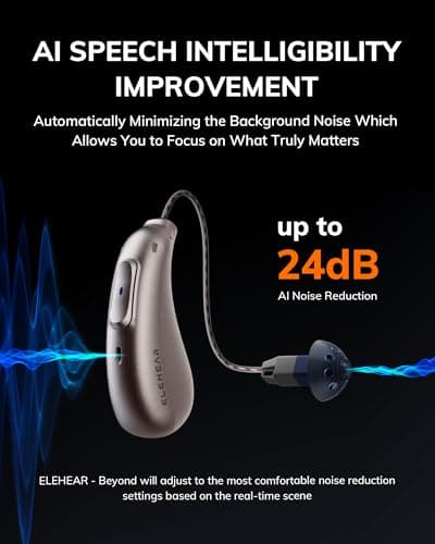 ELEHEAR-Beyond Hearing Aids, Rechargeable Bluetooth OTC Hearing Aids for Seniors with AI Noise Cancellation, Superior Sound Quality Smart, Bluetooth Enabled & App Control, Champagne Gold