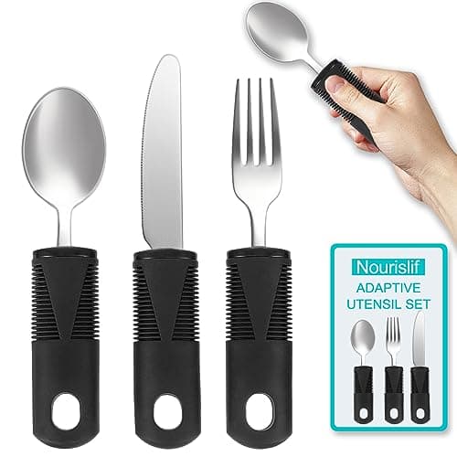 Nourislif Adaptive Utensils for Hand Tremors Review – Built-Up Eating Aids for Seniors