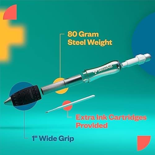 Fat Heavy Weighted Pens | Set of Two Super Big Pens Including TWO BONUS INK REFILLS | Large Wide Grip Pens Aids Writing For Those With Arthritis, Parkinson's, Carpal Tunnel & Essential Hand Tremors