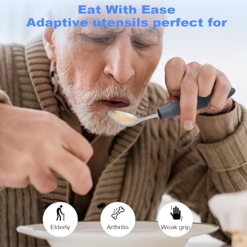 Adaptive Utensils, Weighted Utensils for Hand Tremors, Utensils for Parkinsons Patients,Elderly,Arthritis,Weak Hand Grip,Tremors & Handicapped. Stainless Steel Knife,Fork and Spoons Set (regular 4pcs)